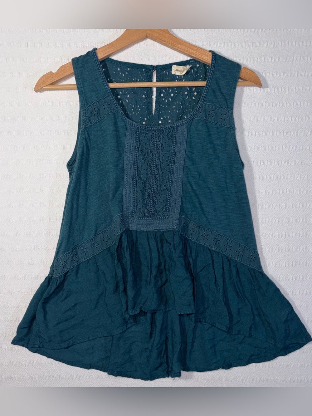 Anthropologie Meadow Rue Eyelet Cotton Tank Top Womens Size S Cottage Romantic